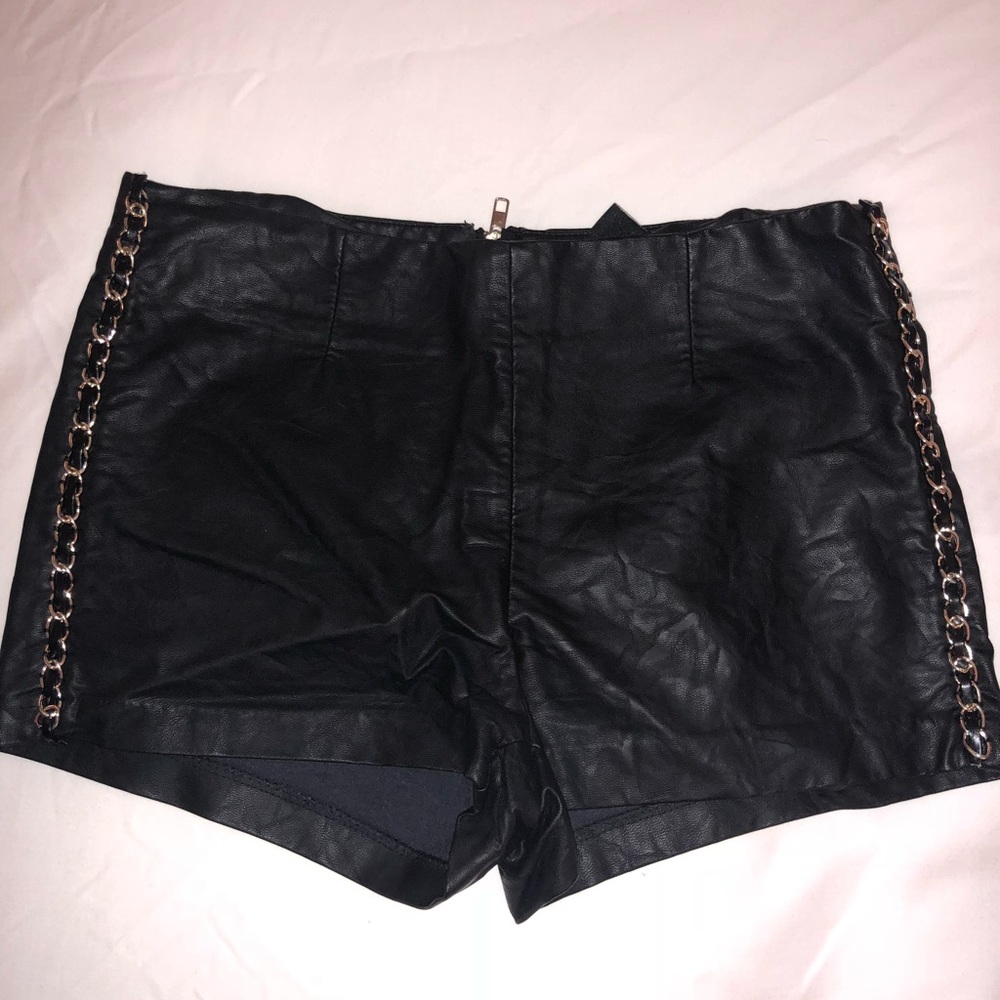 Faux leather shorts